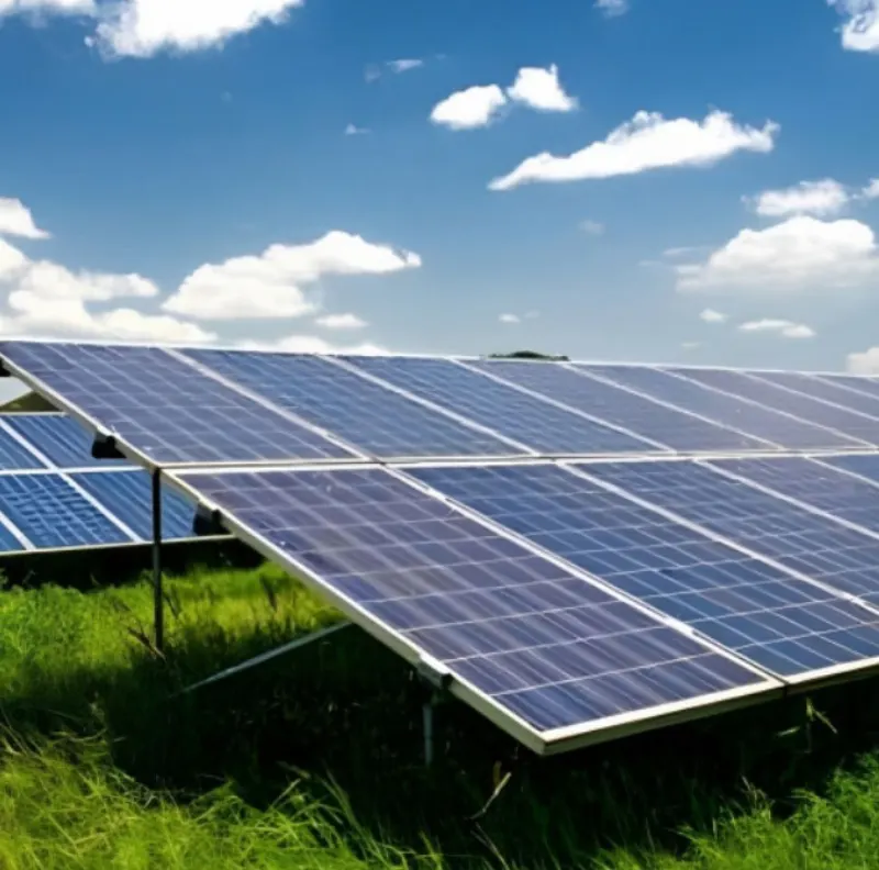 Solar panels installed in an open field in North Bengal
